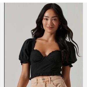 ASTR the Label Women's Feronia Top, black crop top, size L